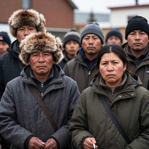 Indigenous Community in Winter Attire