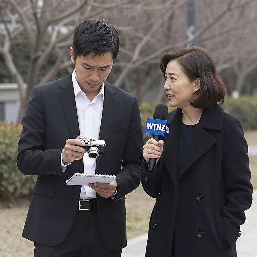 Outdoor Interview with Reporter and Cameraman