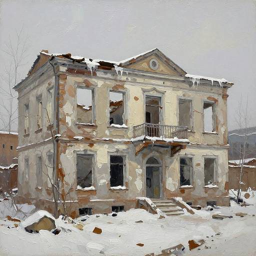 Winter Ruins Oil Painting Style