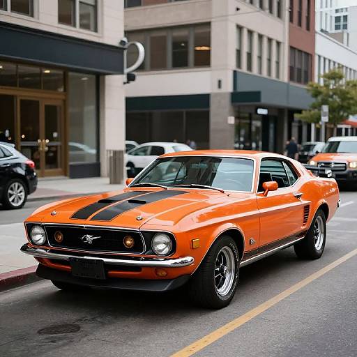 1973 Orange Ford Mustang in City