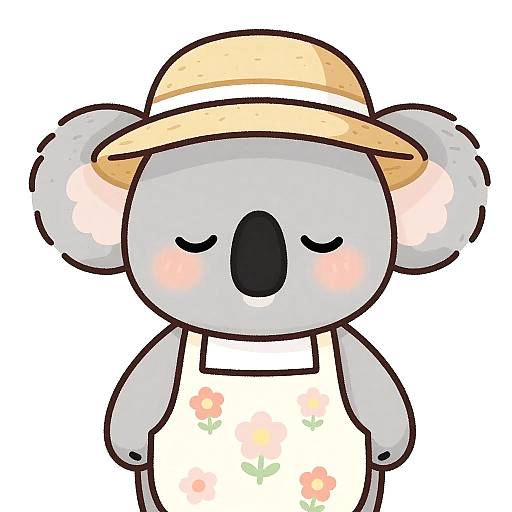 Bashful Chibi Koala Florist in Pastels