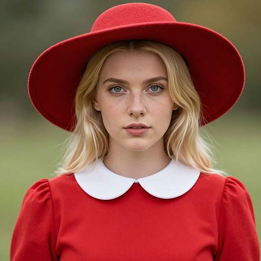 Blonde Girl in Red Dress