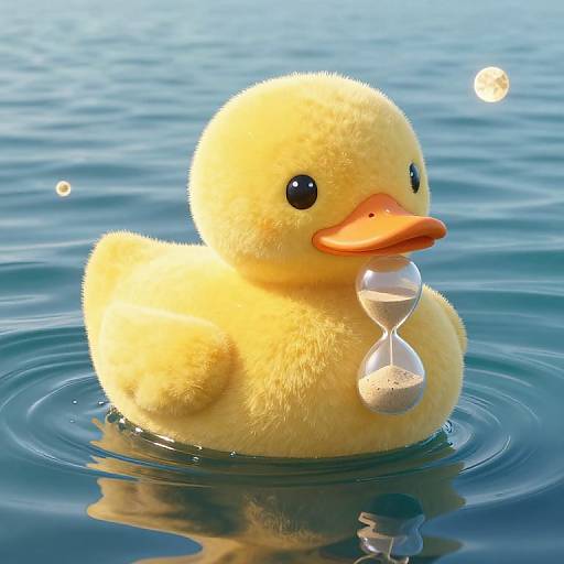 Colossal Plush Duck with Magical Hourglass