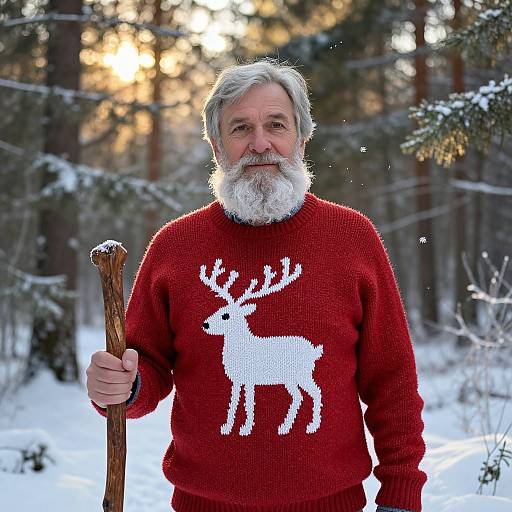 Gentle Winter Forest Man in Sweater