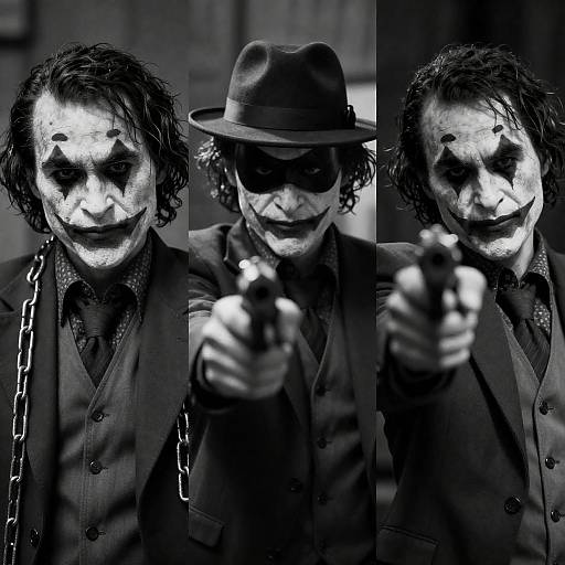 Film Noir Joker Triptych in Black and White