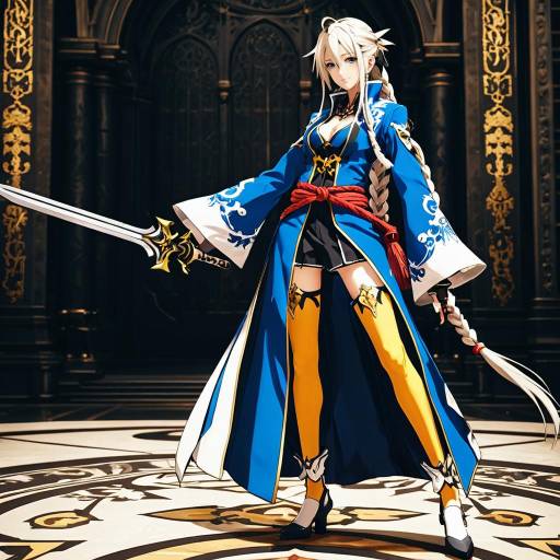 Anime Mage Character in Ornate Robes with Sword
