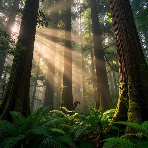 Mystical Ancient Forest with Towering Trees