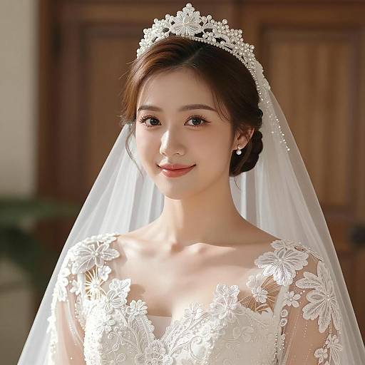 Elegant Photorealistic Asian Bride Portrait
