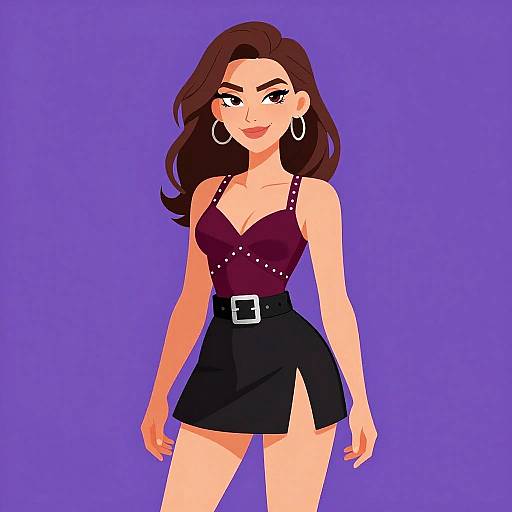 Edgy Woman in Burgundy Bodysuit