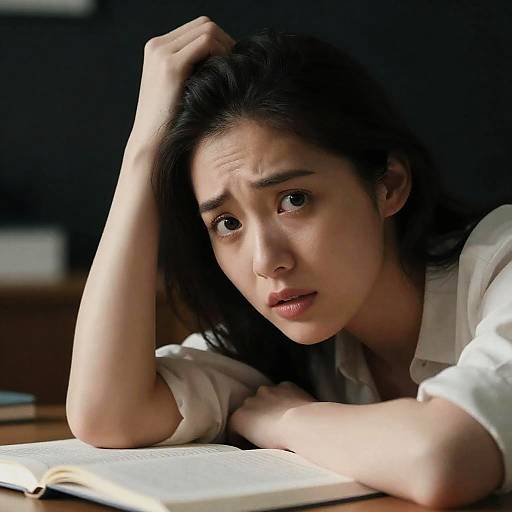 Expressive Woman Contemplating in Sunlight