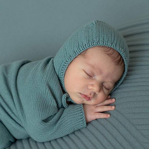Peaceful Newborn in Teal Blanket