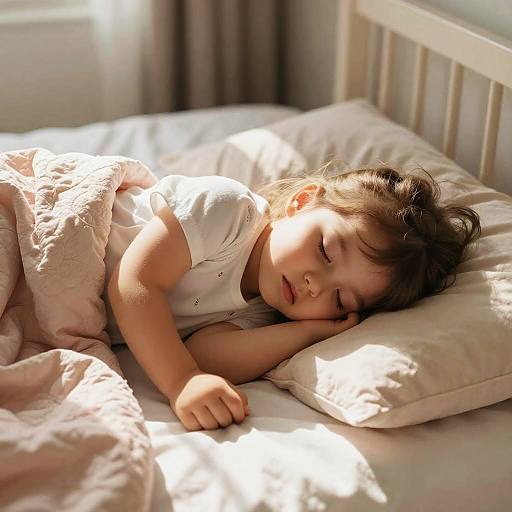 Peaceful Toddler Sleeping in Sunlit Bedroom