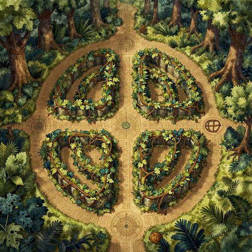 Ancient Overgrown Forest Labyrinth Map