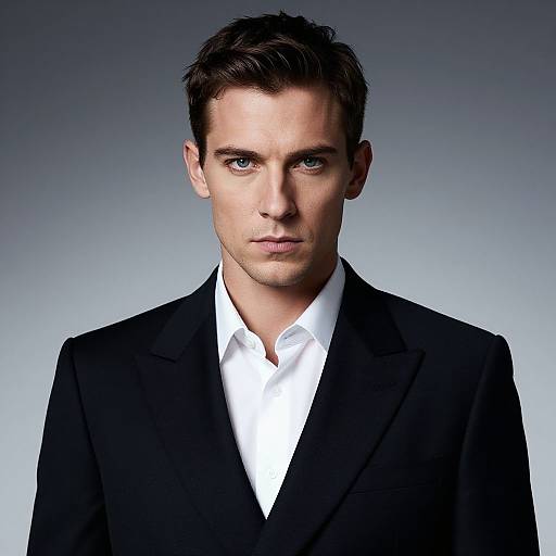 Intense Portrait of Man in Black Suit