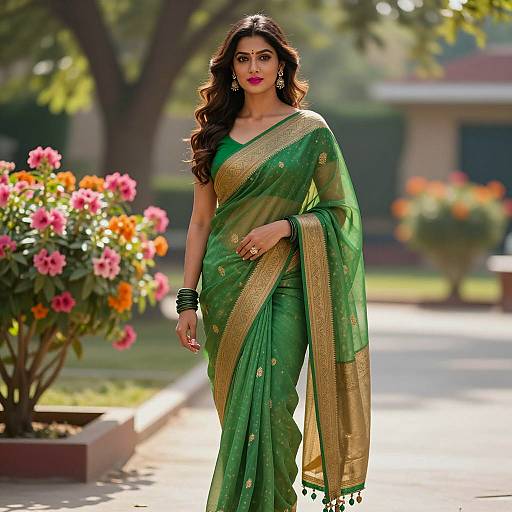 Elegant Indian Woman in Traditional Saree