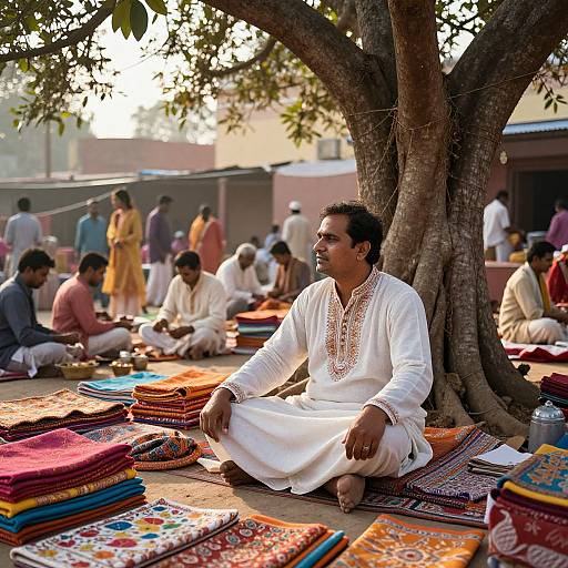 Vibrant Traditional Indian Village Market