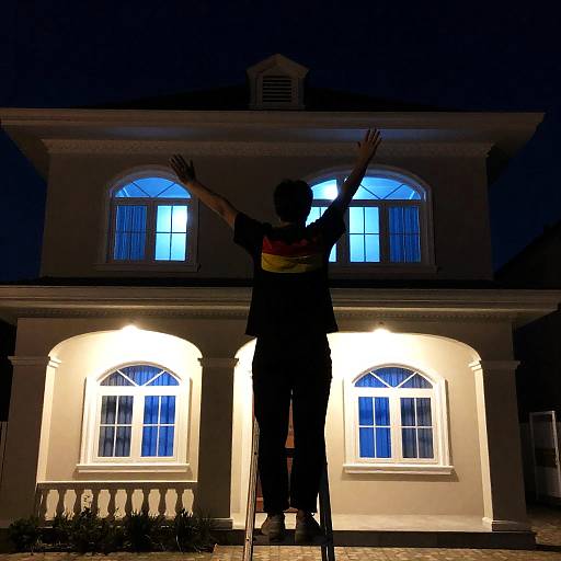 Dynamic Nighttime Scene with Silhouetted Figure