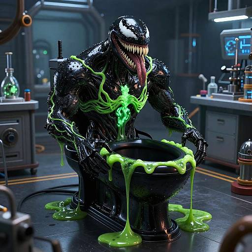 Venom-Inspired Alien Bio-Mechanical Toilet