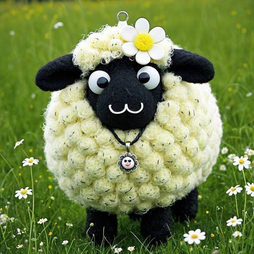 Cute Chubby Sheep Plush with Flower Pendant