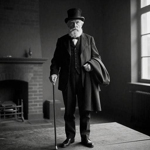 Elderly Man in Dimly Lit Room