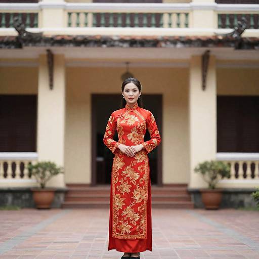 Vietnamese Woman in Traditional Dress