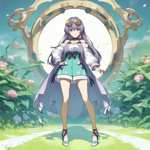 Serene Girl in Meadow with Style