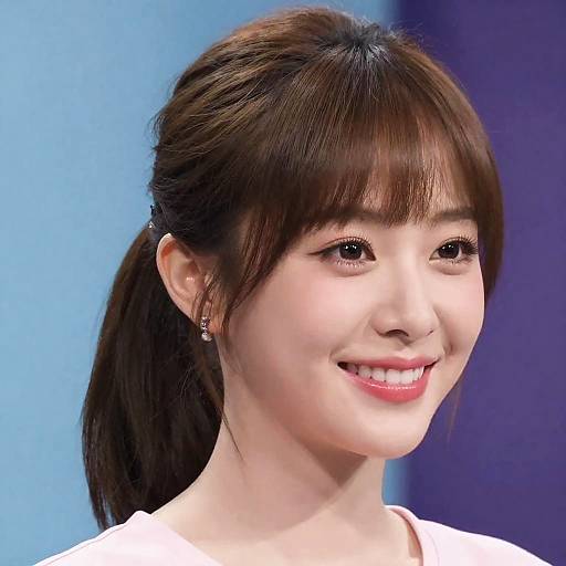 Cheerful Woman in Pink with Blurred Background