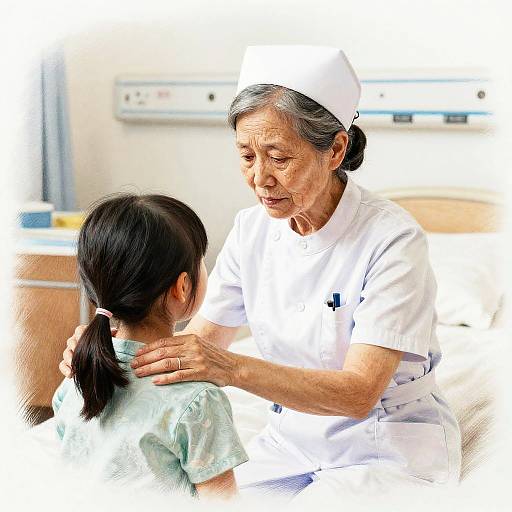 Realistic Elderly Nurse Comforting Child
