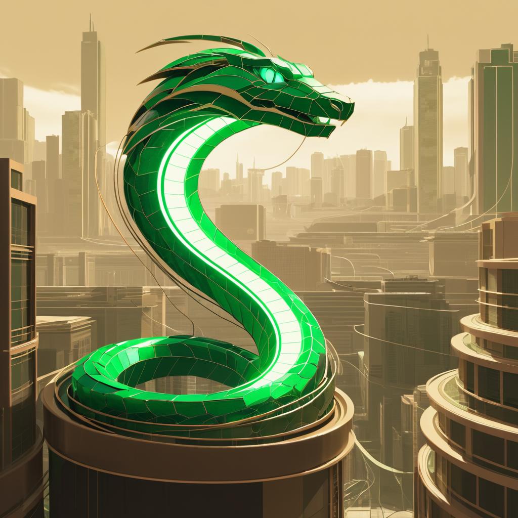 Emerald Serpent in Dystopian Sepia