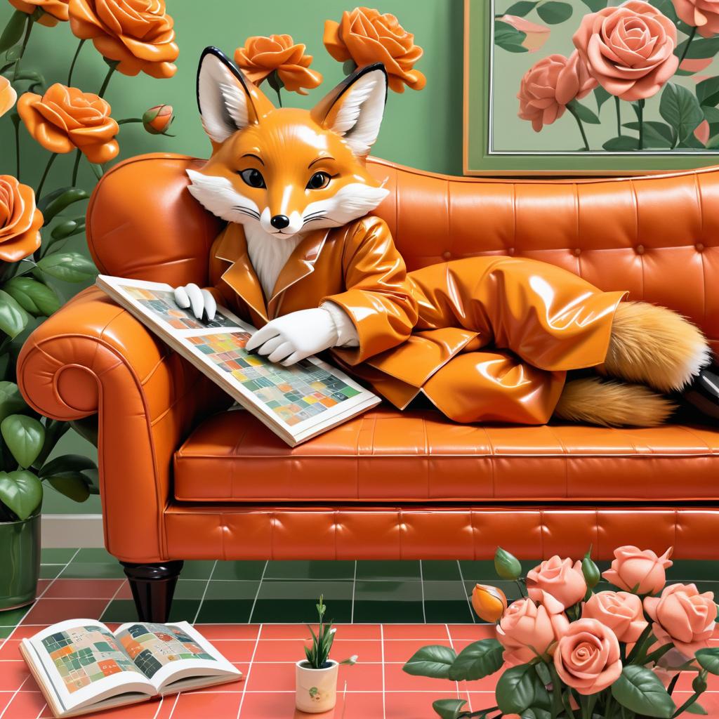 Cozy Anthropomorphic Fox in Raincoat