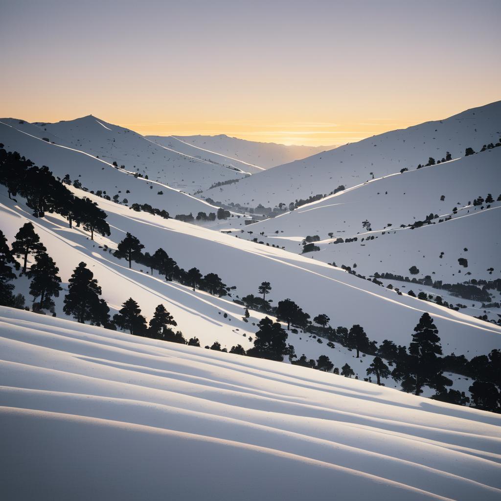 Tranquil Snowy Plateau at Golden Hour