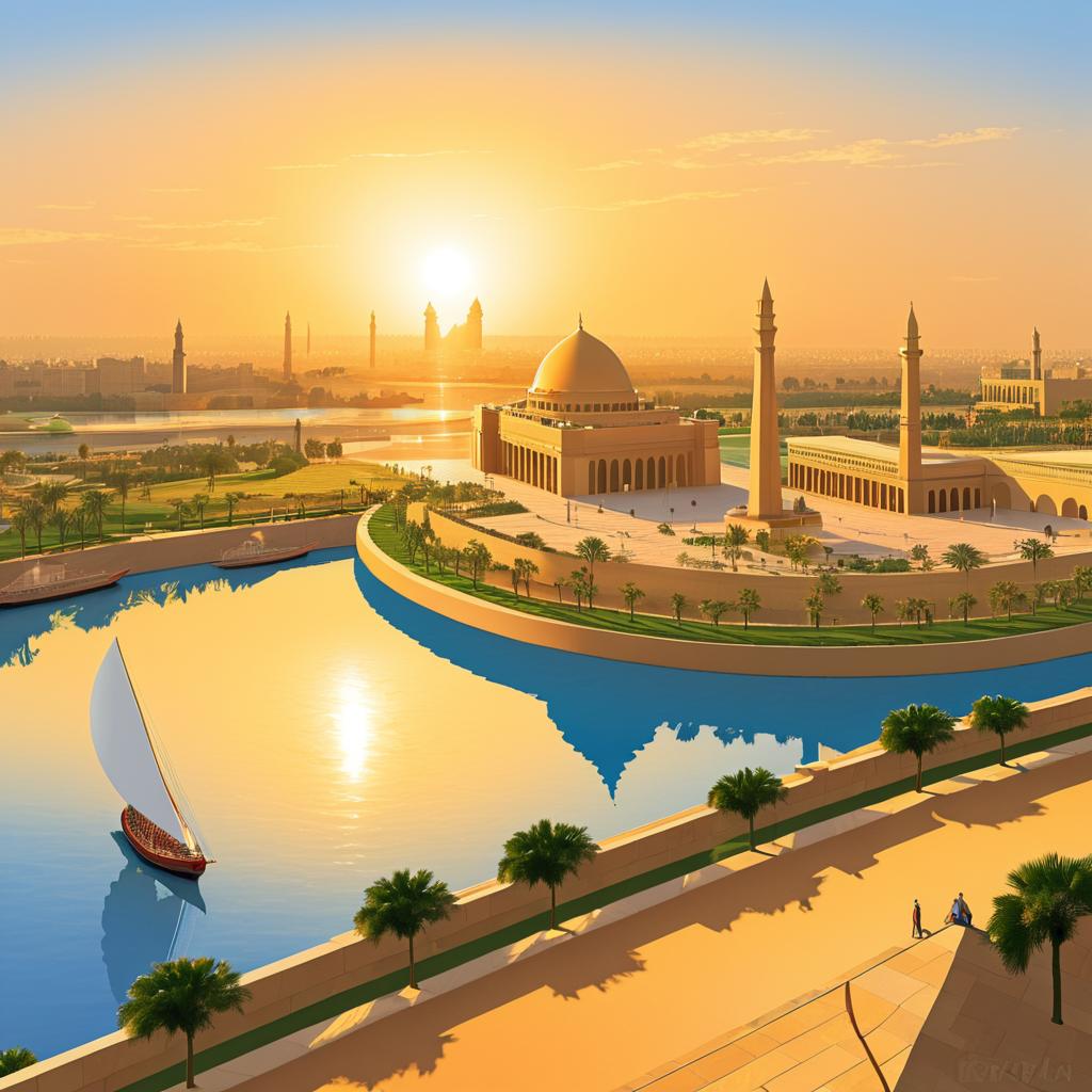 Cairo Sunset: Iconic Landmarks Illustrated