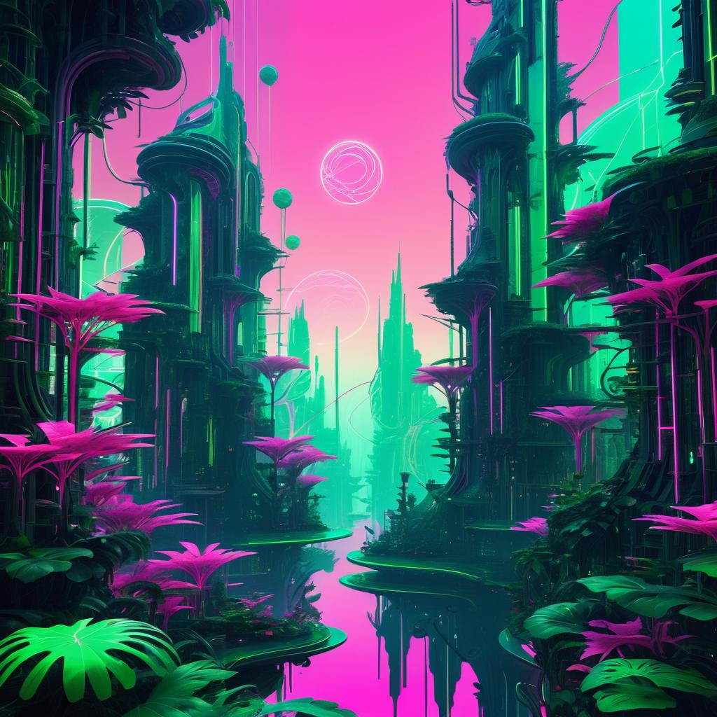 Surreal Cybernetic Jungle Landscape