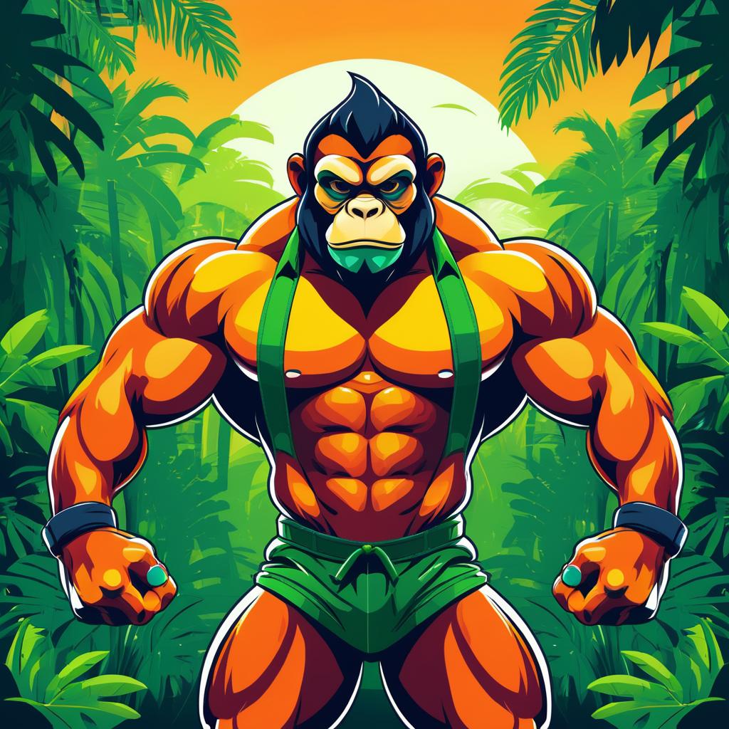 Muscular Monkey in Vibrant Jungle Scene