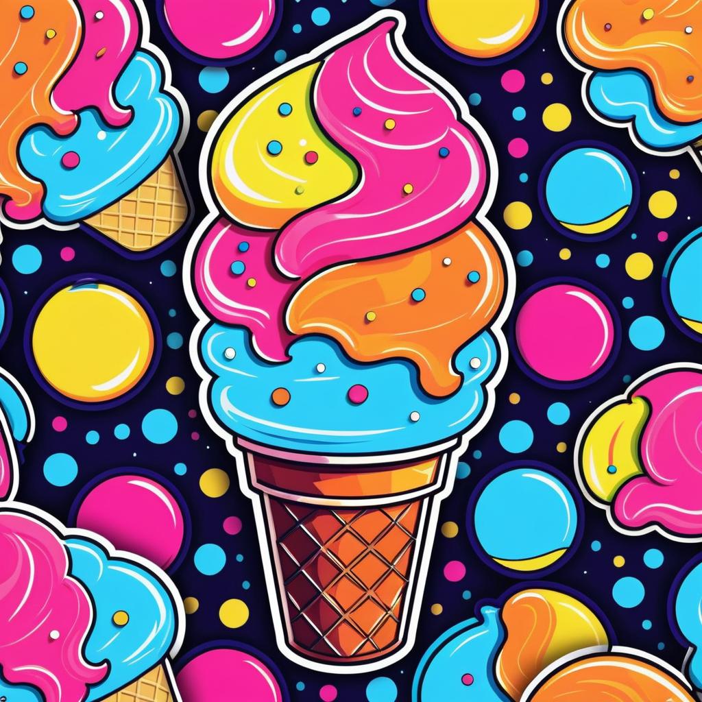 Vibrant Ice Cream Pop Art Sticker