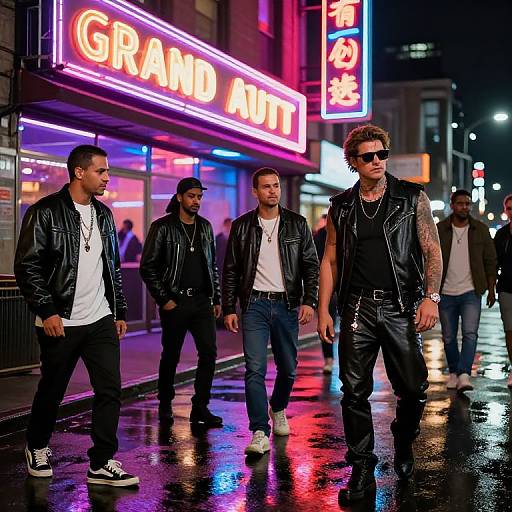 Neon Nightlife Outside GTA Strip Club