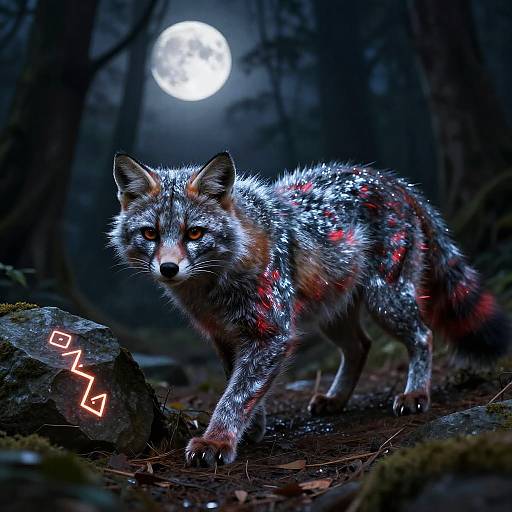 Mystical Gato Zorro in Moonlit Forest