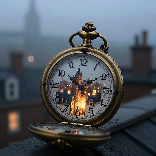 Miniature City Inside Antique Pocket Watch