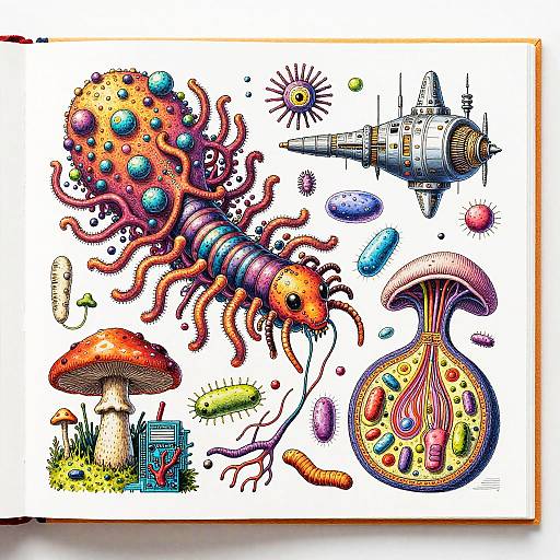Eternal Bizarre Mutant Biological Textbook Illustration