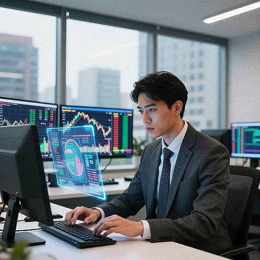 High-Tech Investor in Modern Office