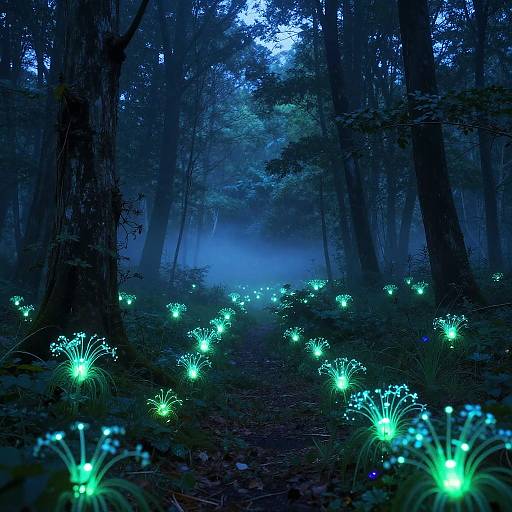 Mystical Bioluminescent Forest Twilight