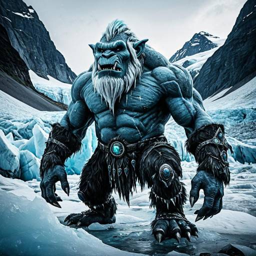 Glacial Troll in Icy Wilderness Artwork