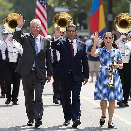 Celebratory Parade Scene with Brass Band