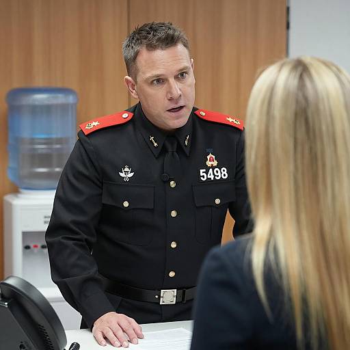 Intense Military Officer in Office Setting