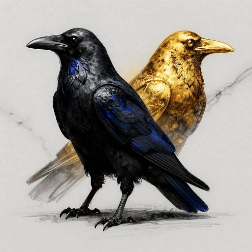 Raven and Golden Bird Illustration