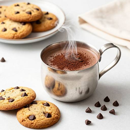 Silver Saucepot with Hot Cocoa and Cookies