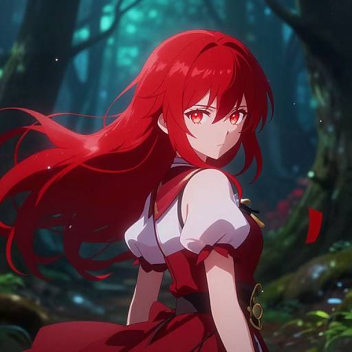 Anime Girl in Mystical Forest
