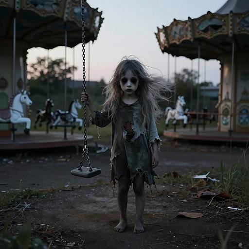 Ghostly Child in Abandoned Playground