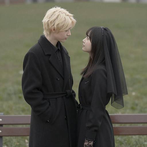 Couple in Black Fashion in Park