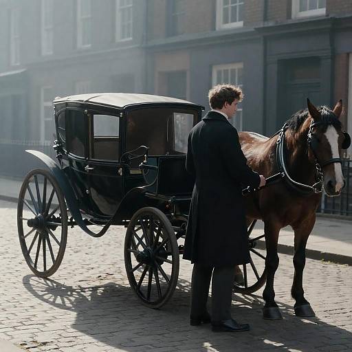 Victorian Street Scene: Man by Carriage